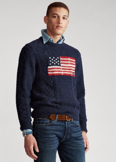 Sueter Polo Ralph Lauren Hombre Azul Marino - Aran Patchwork-Flag - THKGR7628